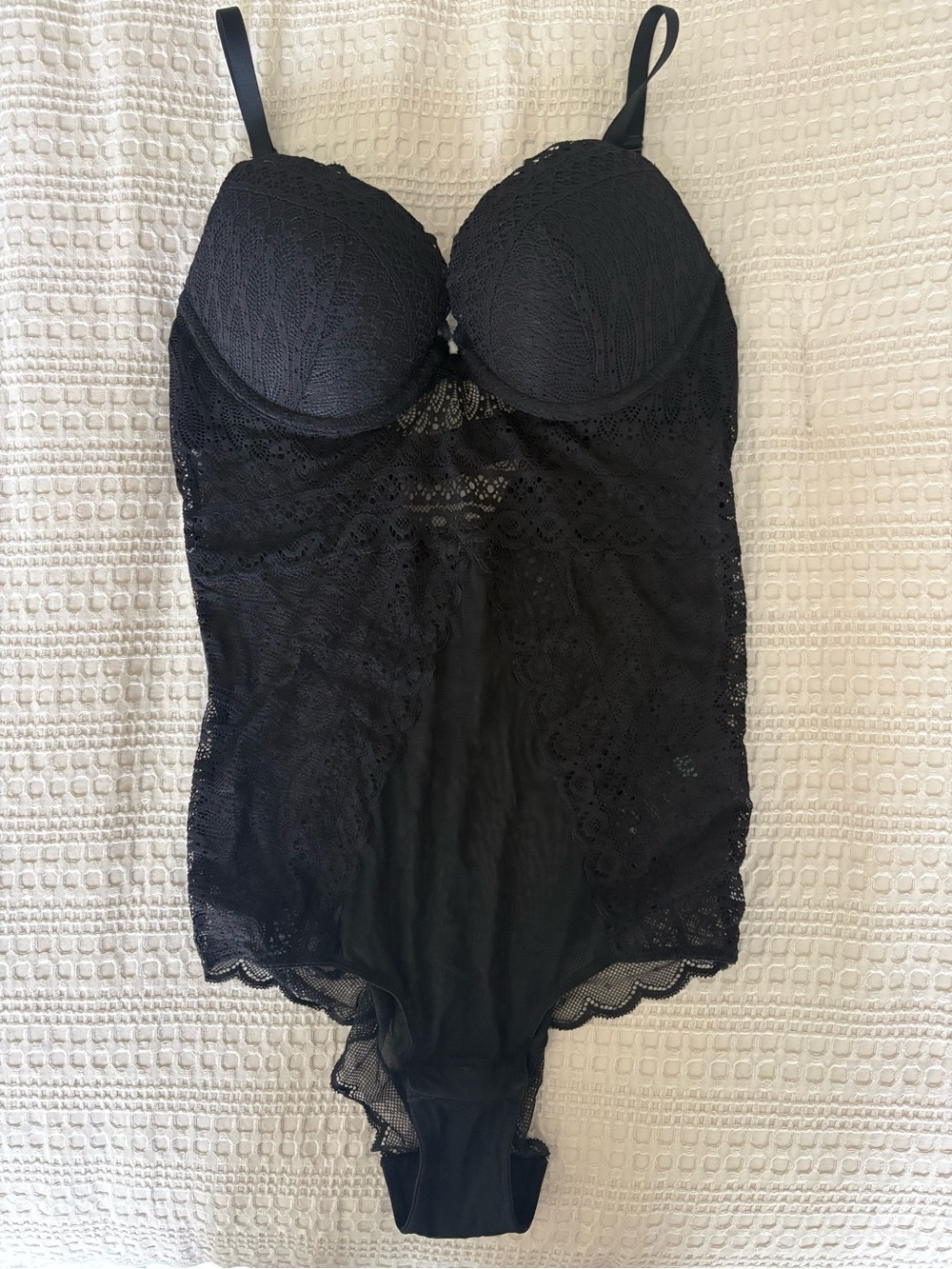 H&M Black Lace Push Up Teddy Bodysuit